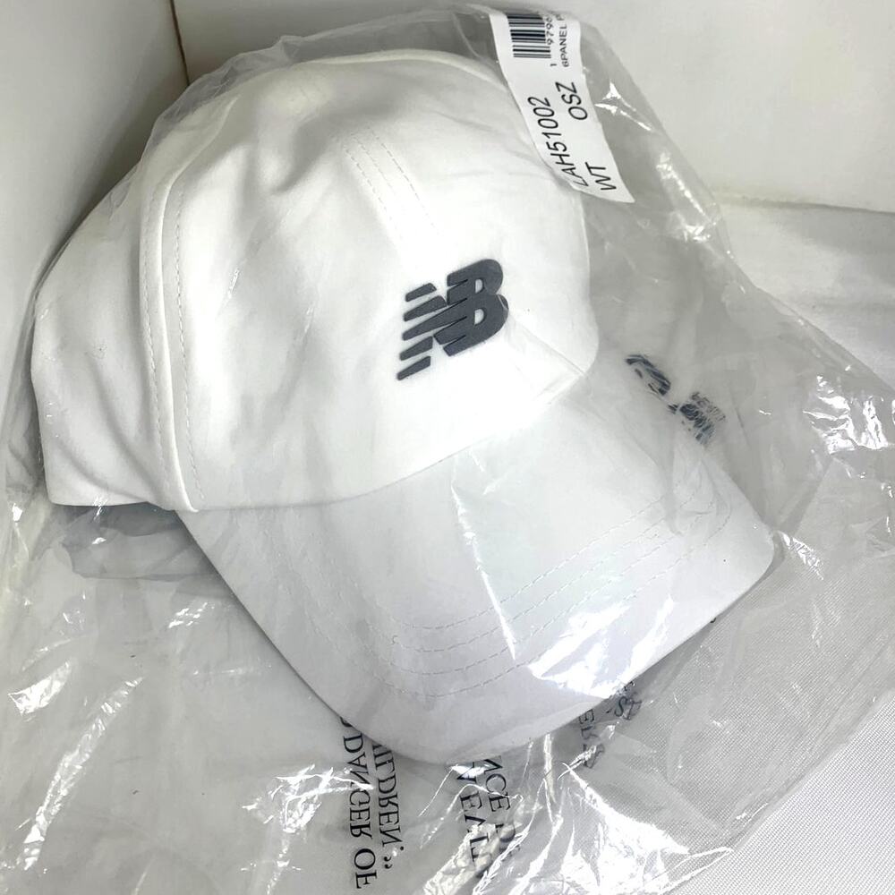 New Balance White with Gray 6 Panel Performance Hat Adjustable NEW